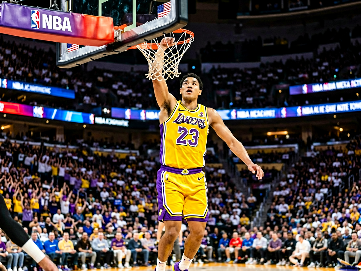 NBA湖人队比赛精彩扣篮瞬间
